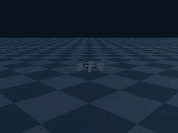 Crazyflie quadrotor hovering under a wind gust perturbation in the Genesis simulator